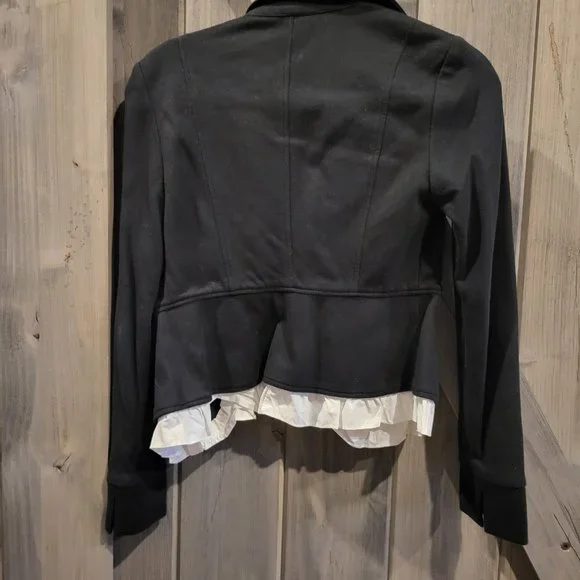Priorities XS Black Military Style Blazer with White Shirt Ruffles - Picture 2 of 2